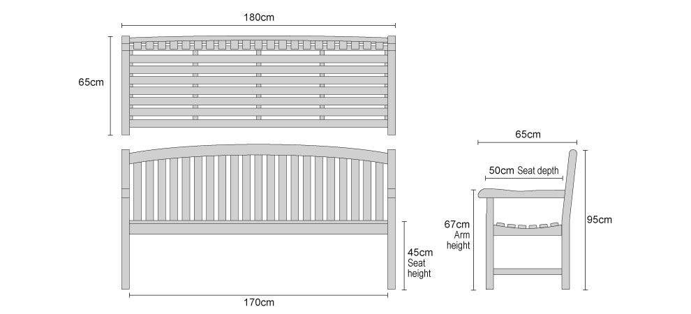 Clivedon Teak 4 Seater Garden Bench