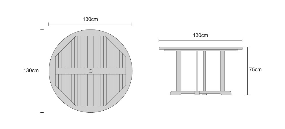 Canfield Teak Outdoor Round Table - Dimensions