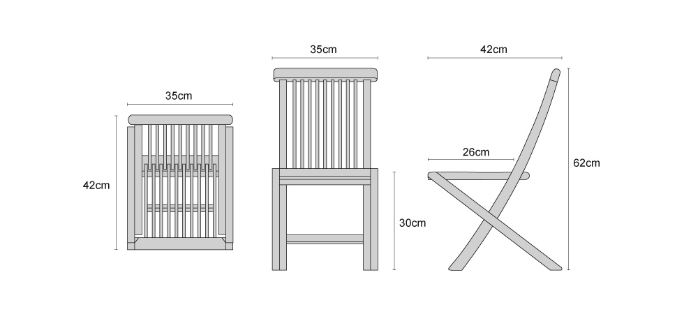 Children's Ashdown Teak Chairs - Dimensions