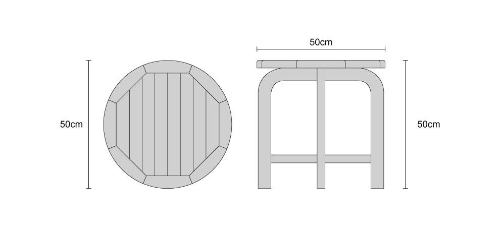 Capri Teak Round Occasional Garden Table - Dimensions