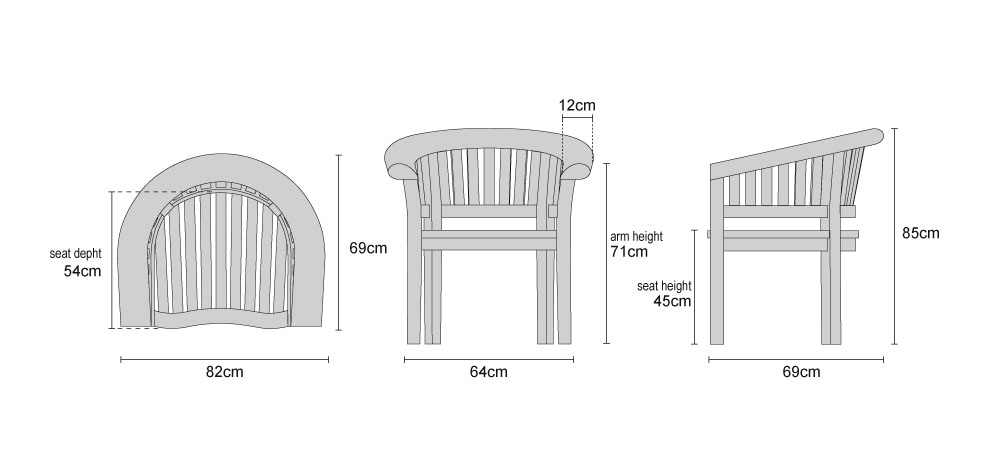 Deluxe Banana Chairs - Dimensions