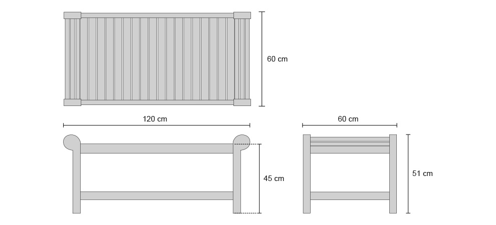 Lutyens Coffee Table - Dimensions