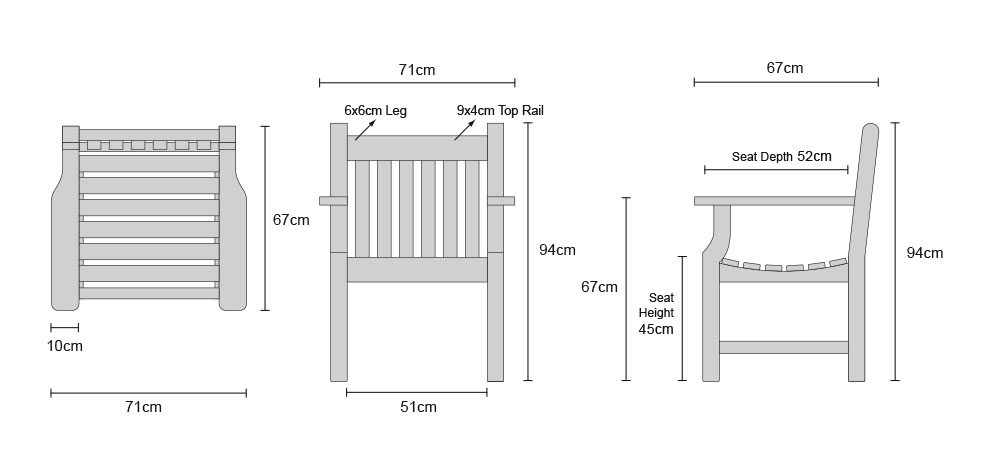 Taverners Armchairs - Dimensions