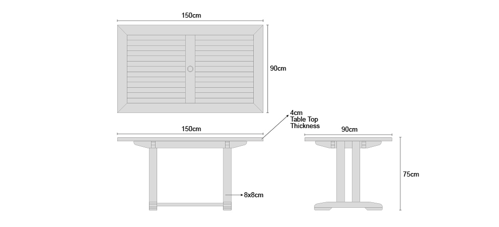 Cadogan 1.5m Table - Dimensions