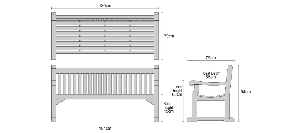 Royal Hyde Park Teak Bench 1 8m Sled Legs