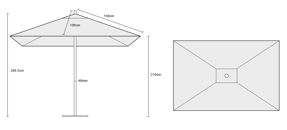 Rectangular Garden Parasol 3x2m - FSC Eucalyptus Hardwood Parasol