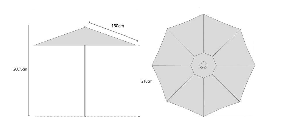 Octagonal 3m Garden Parasol - FSC Eucalyptus