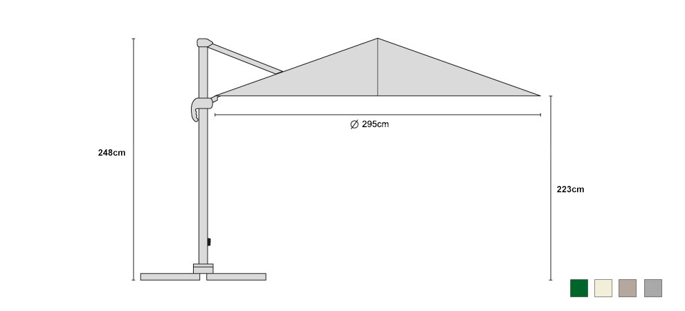 Medium Umbra Cantilever Parasol 3m - Dimensions