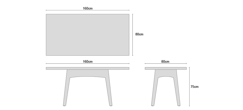 Riviera Rectangular Rattan Dining Table - Dimensions