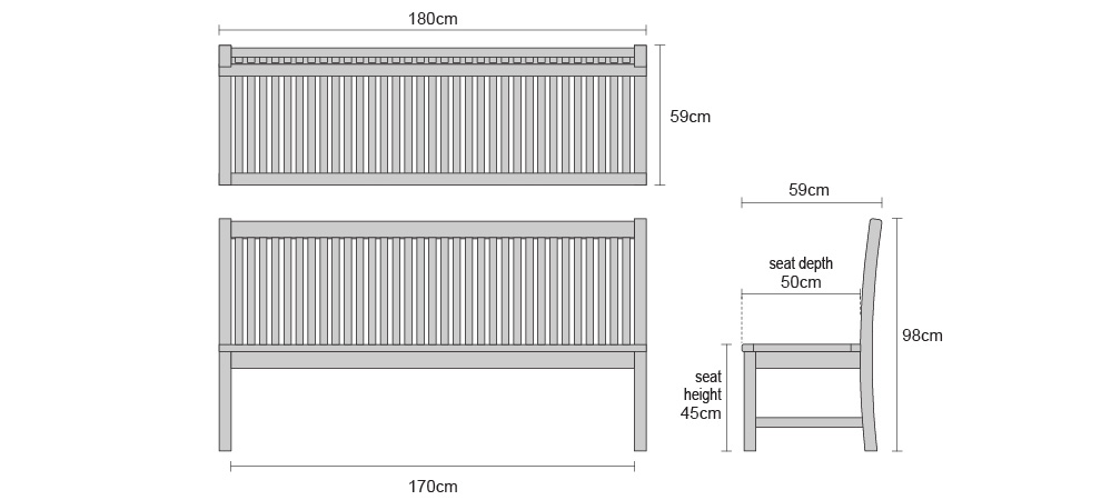 dining bench dimensions