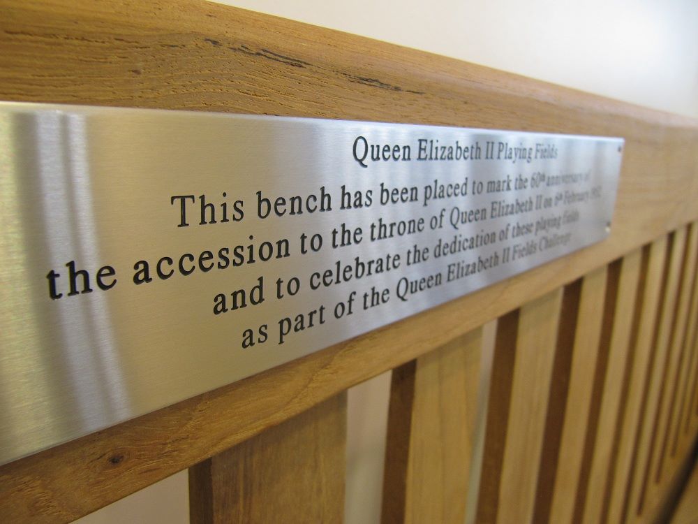 bench with plaque