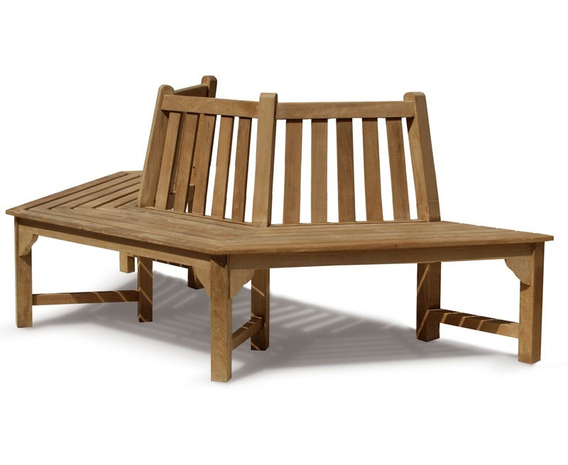 Teak hexagonal half tree bench