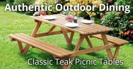 Authentic Outdoor Dining With Our Classic Teak Picnic Tables
